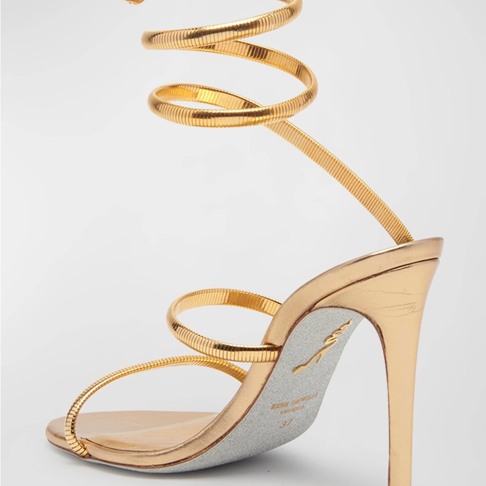 Rene Caovilla Gold Wrap-Around Heels